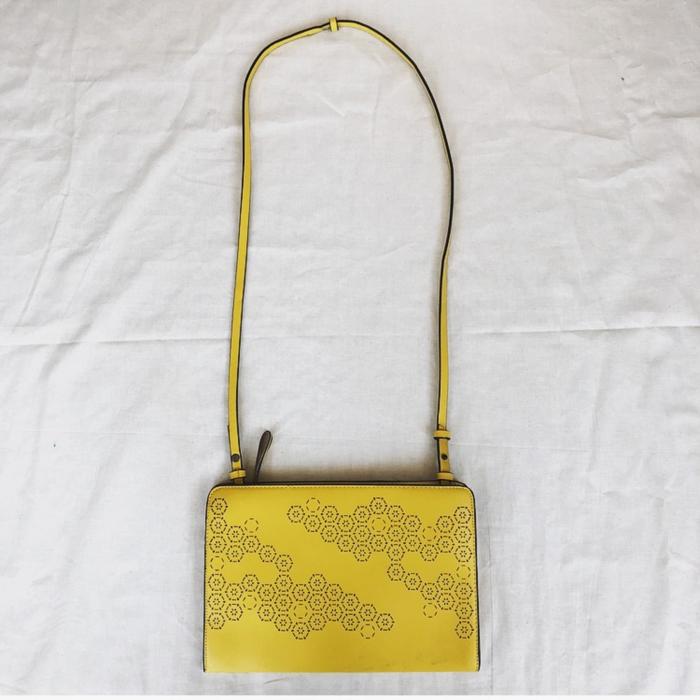 ZARA Yellow Clutch with Lazercut Details